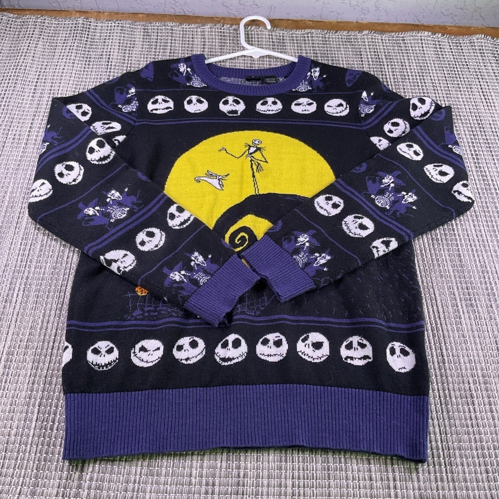 Disney Nightmare Before Christmas Jack Skellington Sweater Purple Black Large